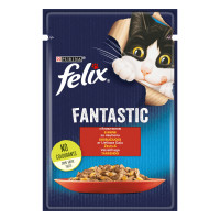 Felix Fantastic Консервы для взрослых кошек с говядиной кусочки в желе