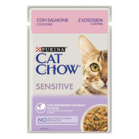 Cat Chow Sensetive Консерви для кішок з чутливим травленням з лососем та цукіні в желе