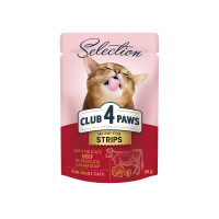 Club 4 Paws Premium Selection Консерви для дорослих кішок м'ясні смужки з яловичиною у крем супі з брокколі