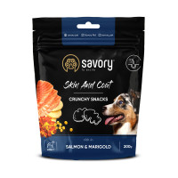 Savory Dog Skin And Coat Crunchy Snack Лакомства для взрослых собак с лососем и бархатцами
