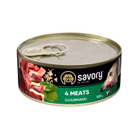 Savory Dog Gourmand 4 Meats Консервы для привередливых собак 4 вида мяса