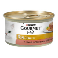 Gourmet Gold Консерви для дорослих кішок з качкою морквою та шпинатом шматочки в паштеті