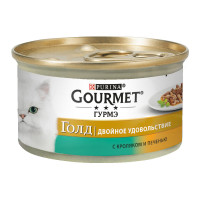 Gourmet Gold Консерви для дорослих кішок з кроликом та печивом шматочки у підливі