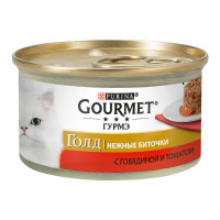 Gourmet Gold Консерви для дорослих кішок ніжні биточки з яловичиною та томатами