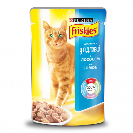 Friskies Консервы для взрослых кошек с лососем кусочки в подливе