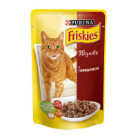 Friskies Консервы для взрослых кошек с говядиной кусочки в подливе