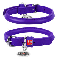 Collar Waudog Glamour Нашийник для собак шкіряний круглий фіолетовий