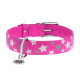 Collar Waudog Glamour Нашийник для собак шкіряний світловідбиваючий Зірочка рожевий