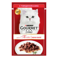 Gourmet Gold Mon Petit Консерви для дорослих кішок з яловичиною у соусі
