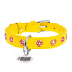 Collar Waudog Glamour Ошейник для собак кожаный со стразами Цветочек желтый