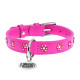 Collar Waudog Glamour Нашийник для собак шкіряний зі стразами Квіточка рожева