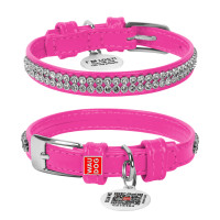 Collar Waudog Glamour Ошейник для собак кожаный Плотно стразы розовый
