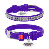 Collar Waudog Glamour Ошейник для собак кожаный Плотно стразы фиолетовый