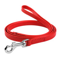 Collar Waudog Glamour Поводок для собак кожаный красный