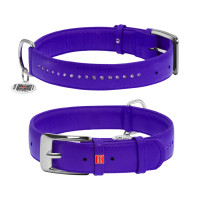 Collar Waudog Glamour Нашийник для собак шкіряний подвійний зі стразами фіолетовий