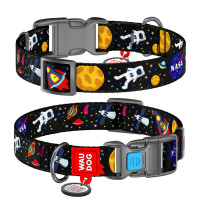 Collar Waudog Nylon Нашийник для собак нейлоновий c QR паспортом пластикова пряжка-фастекс NASA