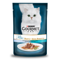 Gourmet Perle Консерви для дорослих кішок з океанічною рибою та тунцем у підливі