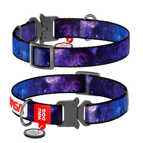 Collar Waudog Nylon Нашийник для собак нейлоновий c QR паспортом металева пряжка-фастекс NASA21