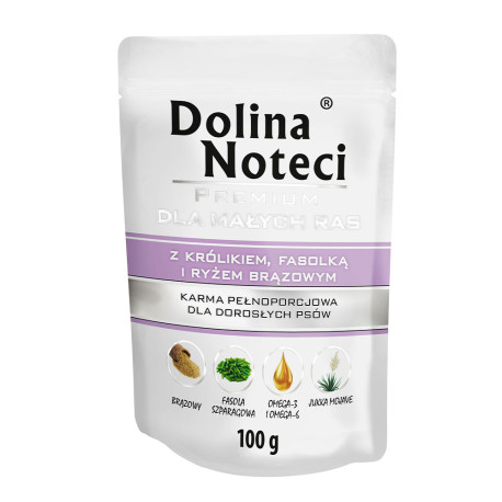 Dolina Noteci Premium For Small Breeds Консерви для дорослих собак дрібних порід з кроликом, квасолею та коричневим рисом пауч