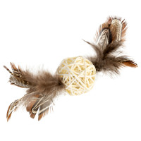 GiGwi Catch & Scratch Іграшка для котів Плетений м'яч з дзвіночком та пір'ям