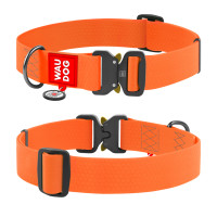 Collar Waudog Waterproof Нашийник для собак водостійкий з QR паспортом металева пряжка-фастекс оранжевий