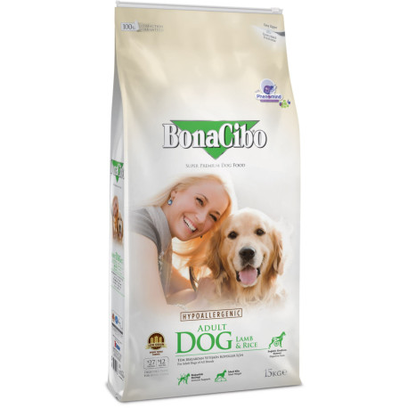 BonaCibo Adult Dog Lamb & Rice Сухий корм для дорослих собак усіх порід з ягнятком та рисом