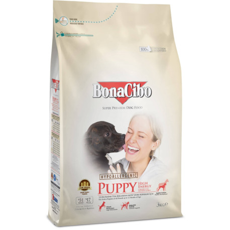 BonaCibo Puppy High Energy Chicken & Rice with Anchovy Сухий корм для активних щенят всіх порід з куркою та анчоус