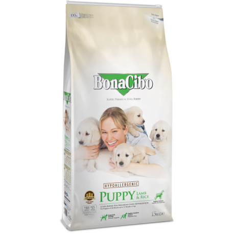 BonaCibo Puppy Lamb & Rice Сухий корм для цуценят всіх порід з ягнятком та рисом
