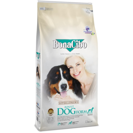 BonaCibo корм дорослих собак із зайвою вагою або старіючих собак з куркою та анчоусами