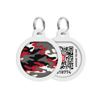 Collar Waudog Smart ID Адресник с QR-кодом металлический с рисунком Камо серый