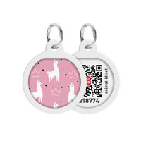 Collar Waudog Smart ID Адресник с QR-кодом металлический с рисунком Ламы