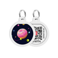 Collar Waudog Smart ID Адресник с QR-кодом металлический с рисунком Вселенная пончиков
