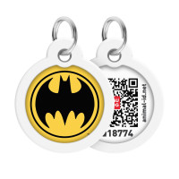 Collar Waudog Smart ID Адресник с QR-кодом металлический с рисунком Бэтмен лого
