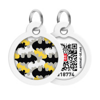 Collar Waudog Smart ID Адресник с QR-кодом металлический с рисунком Бэтмен узор