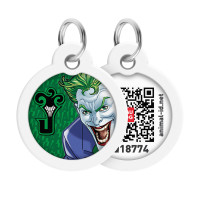 Collar Waudog Smart ID Адресник с QR-кодом металлический с рисунком Джокер зеленый