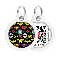 Collar Waudog Smart ID Адресник с QR-кодом металлический с рисунком Супергерои логомания