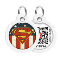 Collar Waudog Smart ID Адресник с QR-кодом металлический с рисунком Супермен Америка