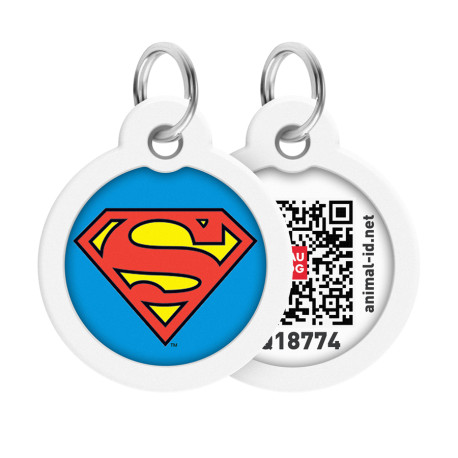 Collar Waudog Smart ID Адресник с QR-кодом металлический с рисунком Супермен герой