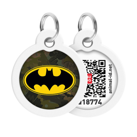Collar Waudog Smart ID Адресник с QR-кодом металлический с рисунком Бэтмен зеленый