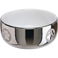 Trixie Ceramic Bowl Керамическая миска для кошек белая с серебром