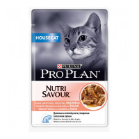 Pro Plan Nutrisavour Housecat Консервы для домашних кошек с лососем кусочки в подливе