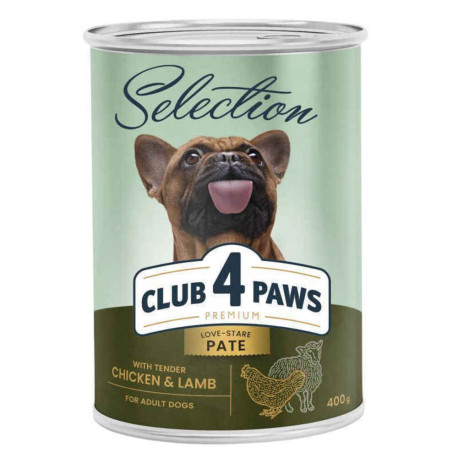Club 4 Paws Premium Selection Консервы для взрослых собак с курицей и ягненком паштет