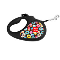 Collar WAUDOG Roulette Leash Повідець-рулетка для собак з малюнком Пончики