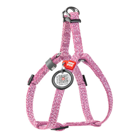 Collar Waudog Re-cotton Шлей для собак з відновленої бавовни з QR паспортом пластикова пряжка-фастекс Рожевий