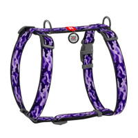 Collar Waudog Nylon Шлея для собак анатомическая нейлоновая c QR паспортом пластиковая пряжка-фастекс Фиолетовый камо