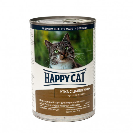 Happy Cat Dose Ente & Huhn Gelee Консервы для взрослых кошек с уткой и цыпленком в желе