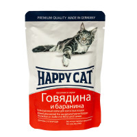 Happy Cat Rind Lamm in Sosse Консервы для взрослых кошек с говядиной и бараниной в соусе