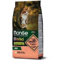 Monge BWild Grain Free Adult Cat Salmon Беззерновой сухой корм для взрослых кошек с лососем 