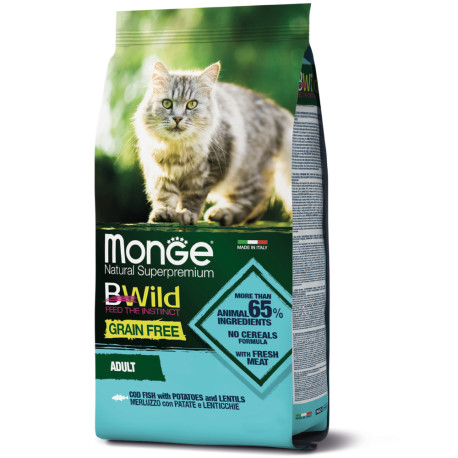 Monge BWild Grain Free Adult Cat Cod Fish Беззерновий сухий корм для дорослих кішок з тріскою