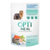 Optimeal Adult Dog Salmon and Blueberry Консервы для взрослых собак с лососем и голубикой в крем соусе